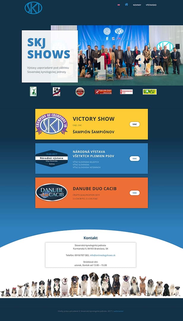 Tvorba web stránok pre výstavy psov, chovateľská grafika